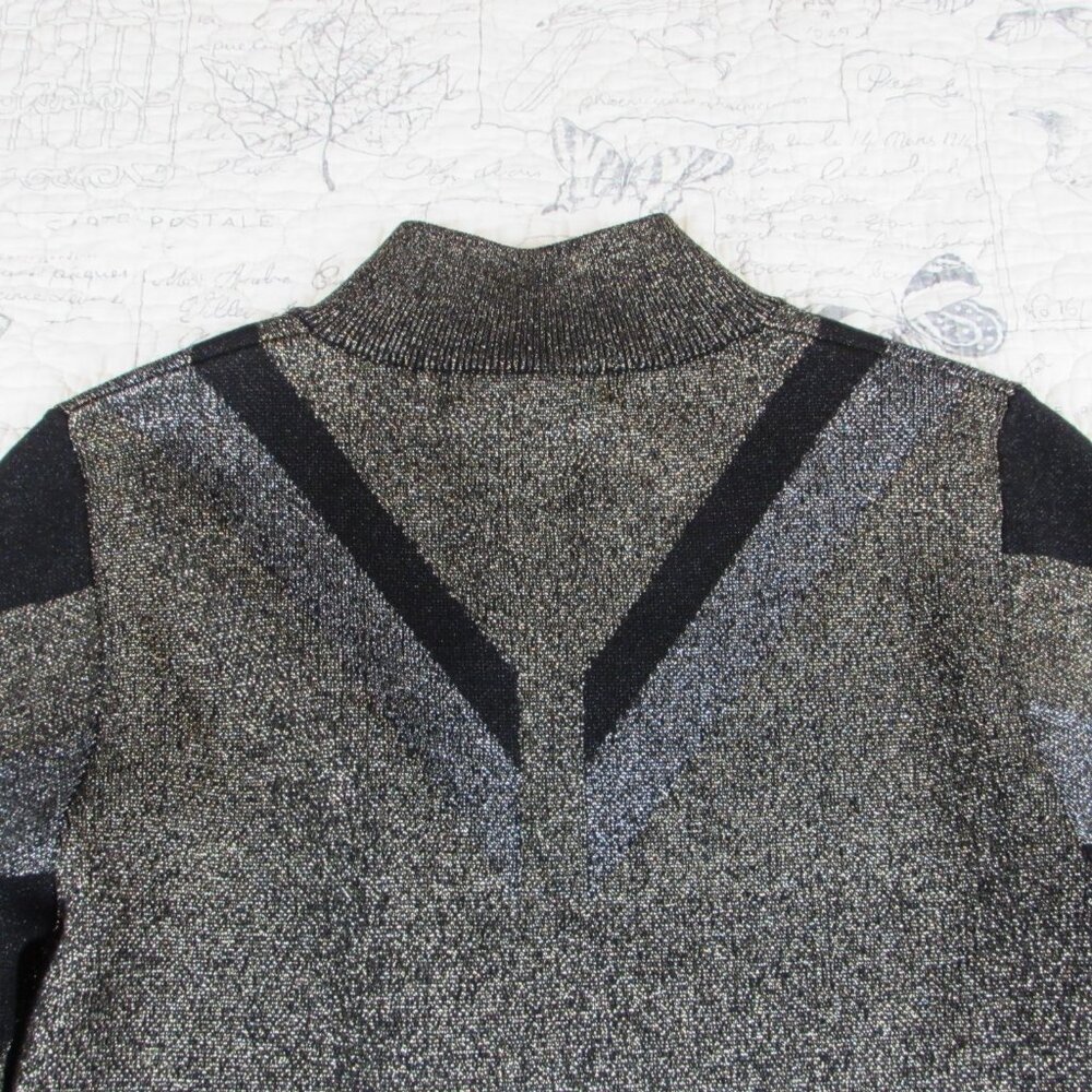 Karen Millen Metallic Bandage Knit Bodycon Dress Front Zip Gold Black UK S 4-6 - Picture 13 of 16
